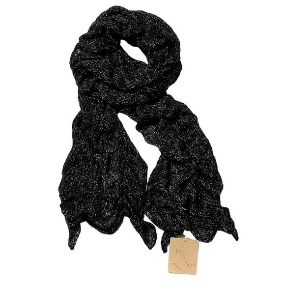 Accessories - After the Rain Ruffle Scrunch Scarf with Lurex Black (666)
